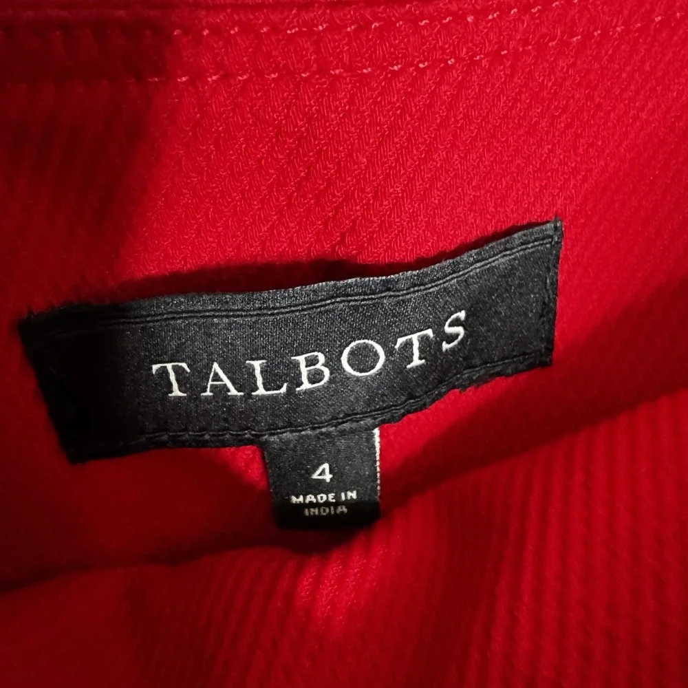 Talbots Women's Red‎ Skirt Size 4 Textured Gold Button Front A Line Christmas